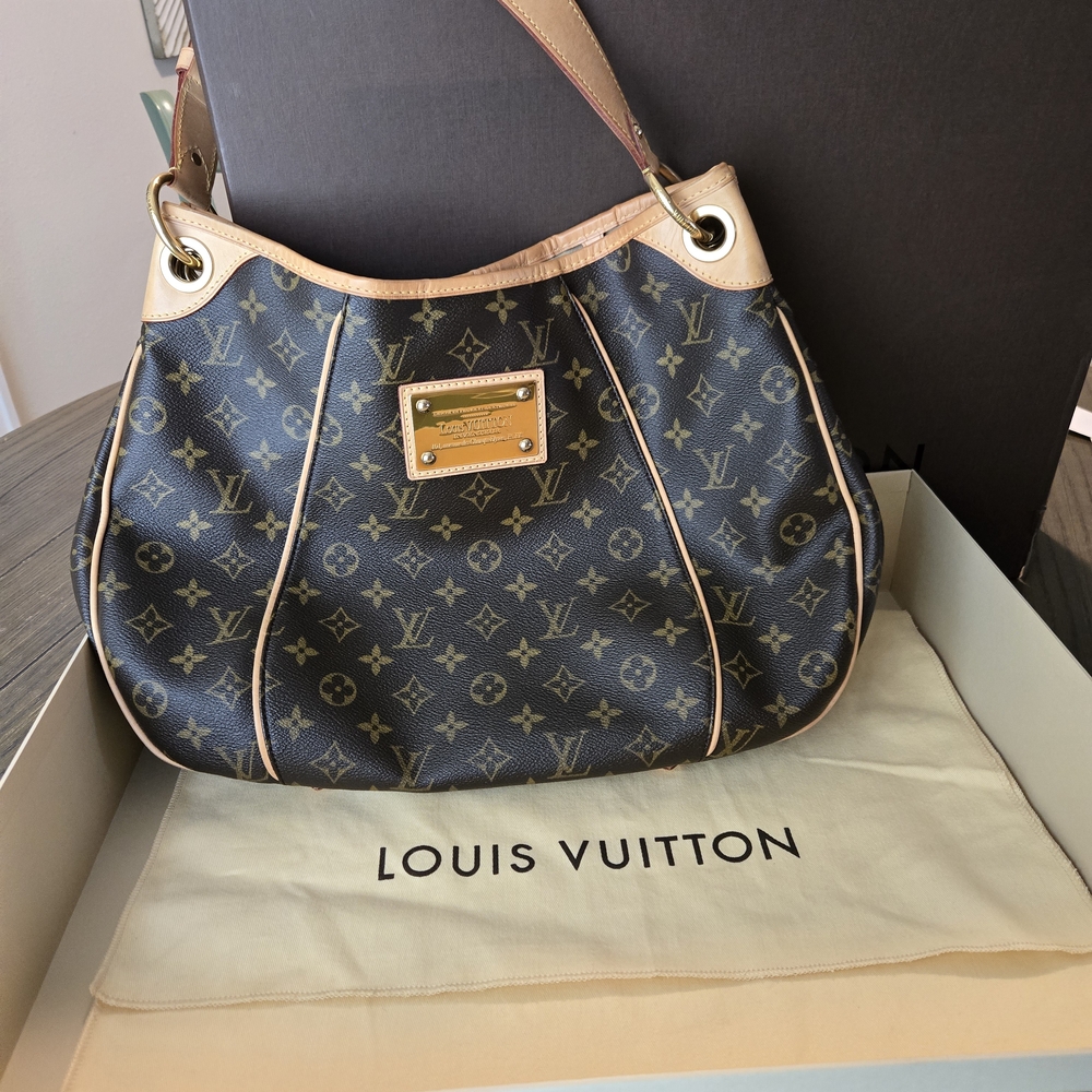 Louis Vuitton Brown Monogram Shoulder Bag with Tan Trim